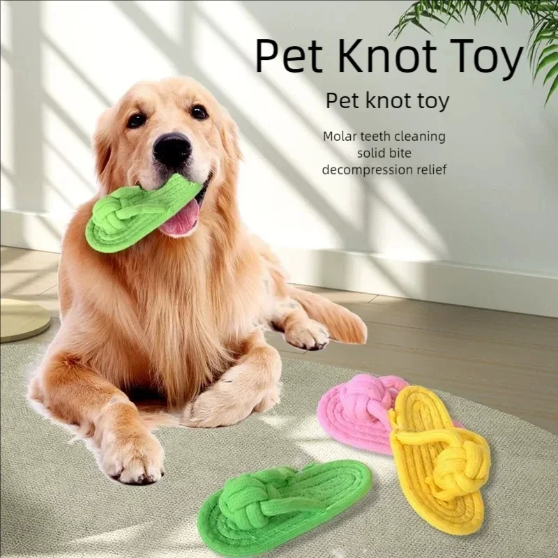 Baumwollseil-Slipper-Knotenspielzeug für kleine Hunde, interaktives Kauspielzeug, Zahnreinigung, Zahnsteinkontrolle, ungiftiges Hundespielzeug – Detail 6
