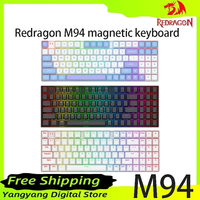 

Redragon M94 wired magnetic axis keyboard, adjustable key travel, 8K return rate, hot-swappable FPS gaming mechanical keyboard