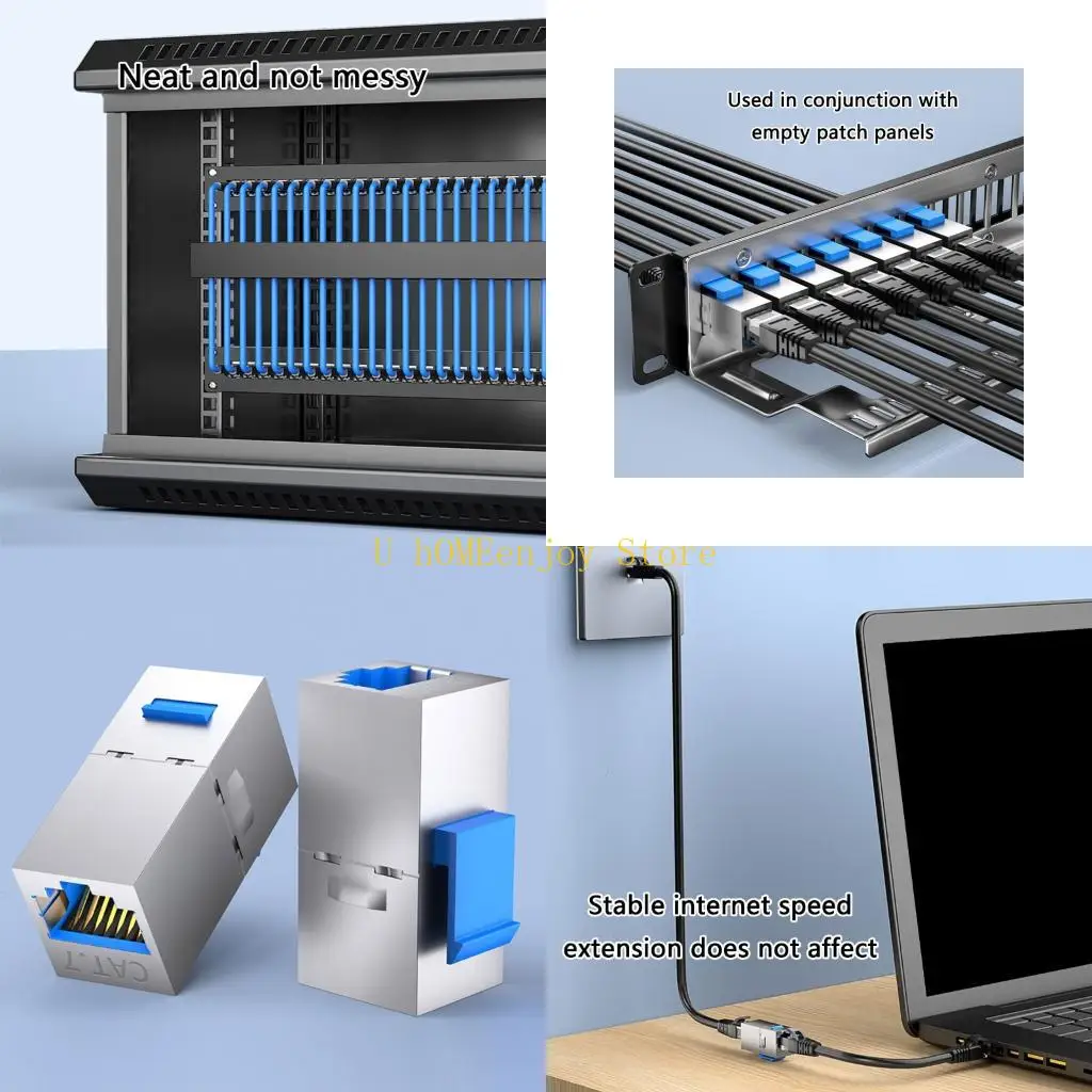 B0KF RJ45 Ethernet Coupler 10Gbps High Speed Transmission LAN Cable Extender Electromagnetic interference Shielded For Wall