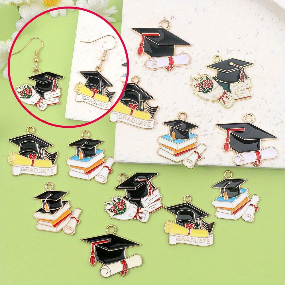 3/9/17pcs Multi-color Hat Shaped Pendant, for DIY Jewelry Making Accessories, Valentine's Day, Thanksgiving, School Season Gifts