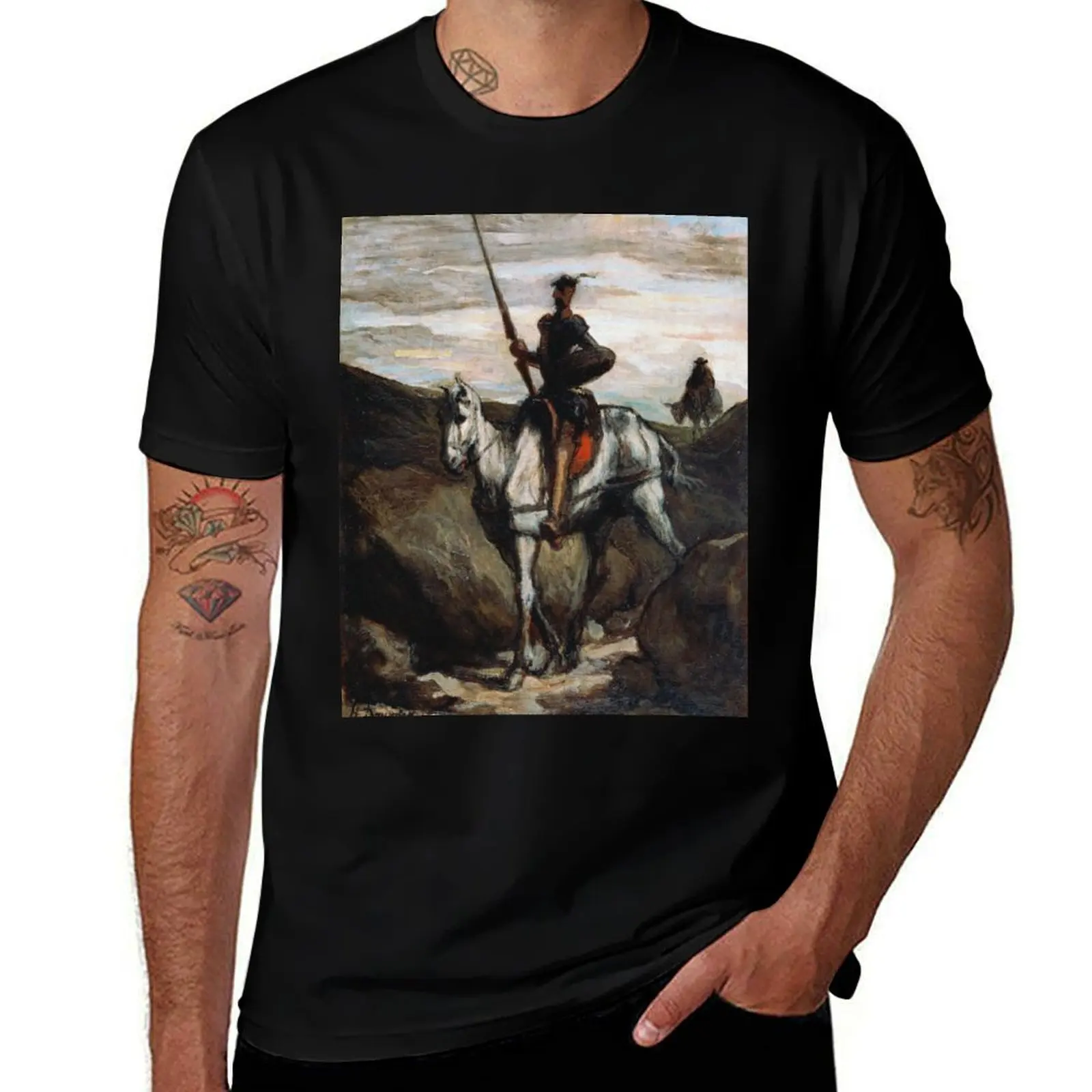 

Honore Daumier - Don Quixote In The Mountains T-Shirt funny t shirts dark humor cotton t shirts high quality