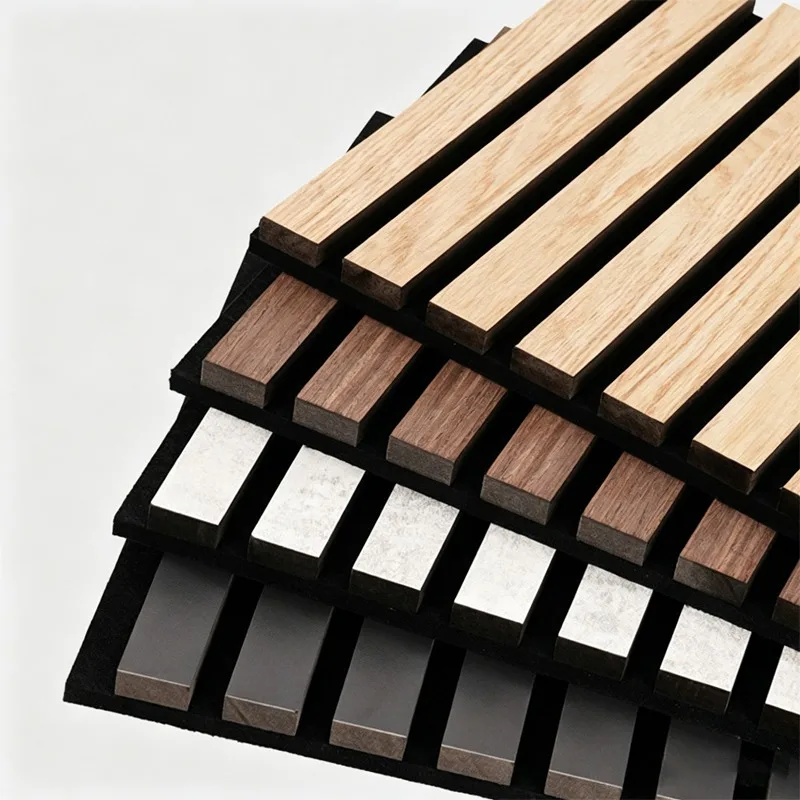 Soundproof Acoustic Wood Wall Panels Slat Interior Wall Decor Wood Paneling for Walls and Ceilings view 3