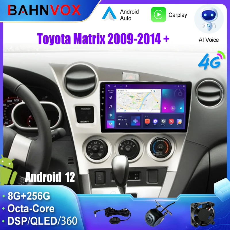 

9" Android 12.0 Car Radio GPS Navigation for Toyota Matrix 2009-2014 Stereo Multimedia Video Player Carplay 4G Head Unit