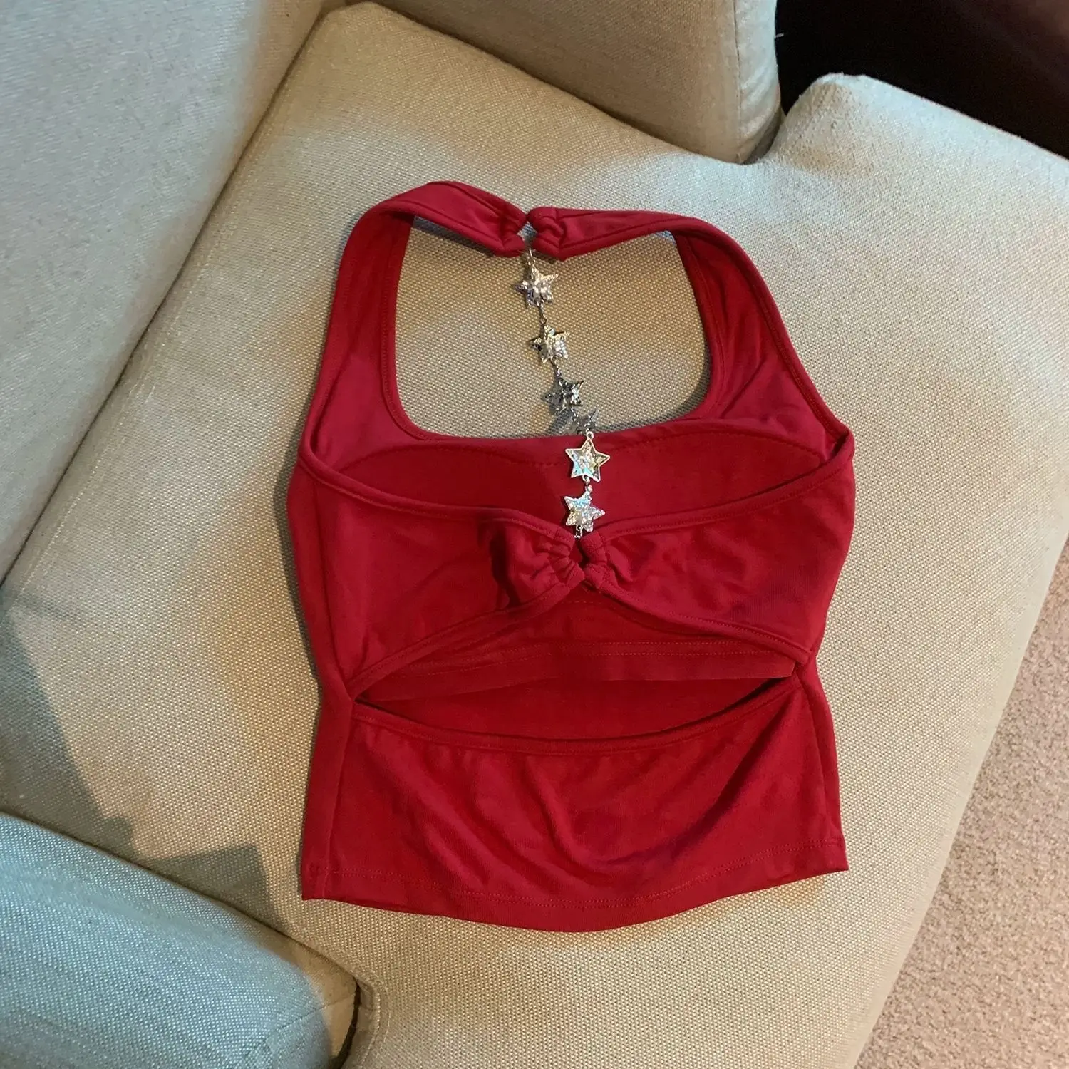 Koreanische Mode Damen Tanktops Camisole mit Gepolsterten Cups Rückenfreies Neckholder-Trägerloses Top Stylisch Verführerisch Sexy Streetwear