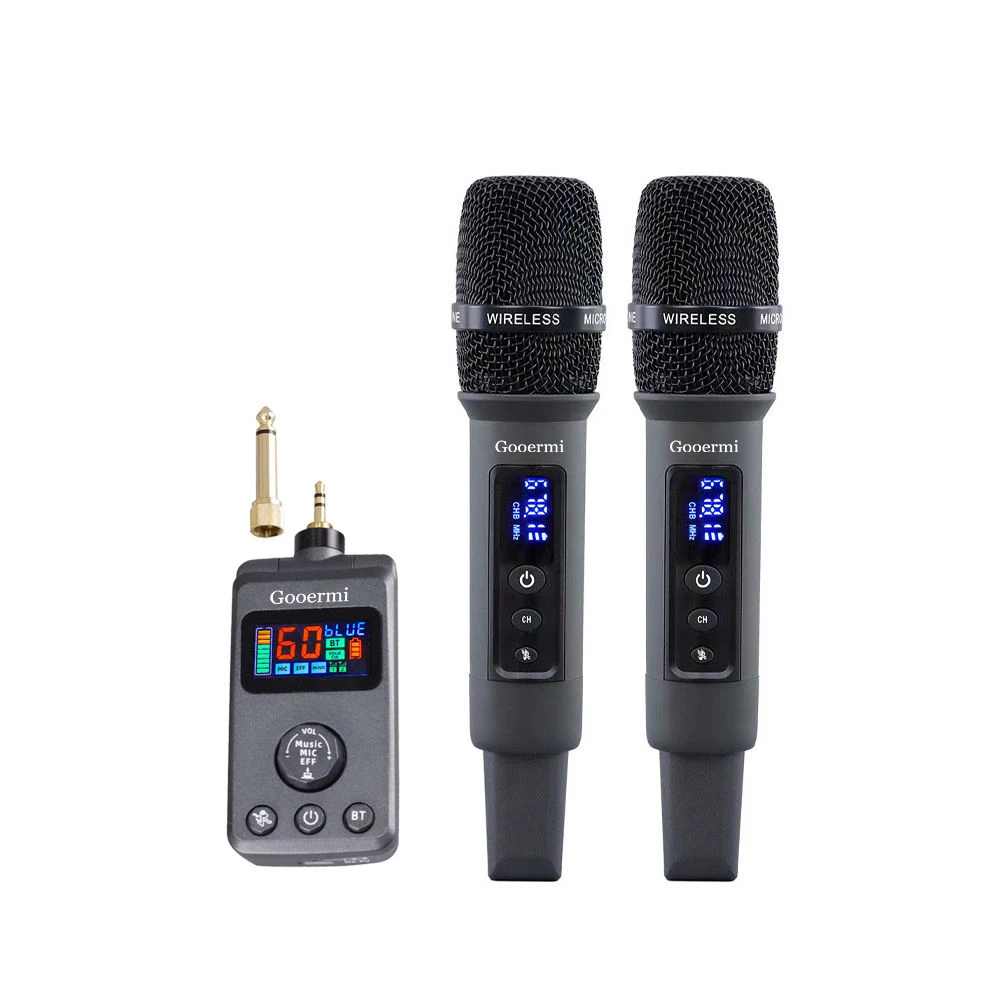 Gooermi-K01 Professional Handheld Wireless Microphone With Receiver Menu Button Power Button for Stage Singing