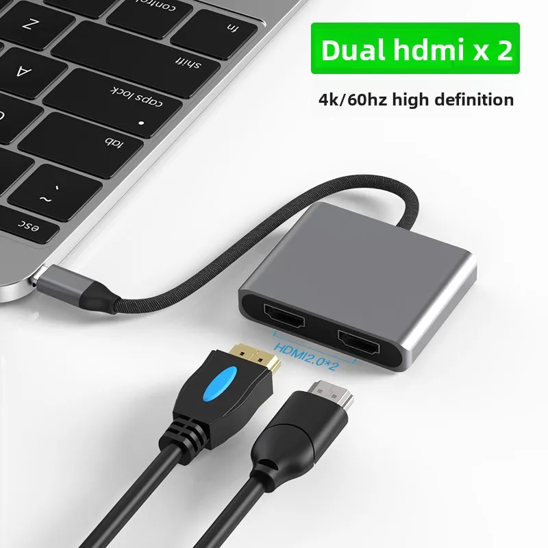 USB C to Dual 4K HD Display Adapter Thunderbolt3 Docking Station Hub Two Monitors for Windows10/11 Laptop Mirror and Extend Mode