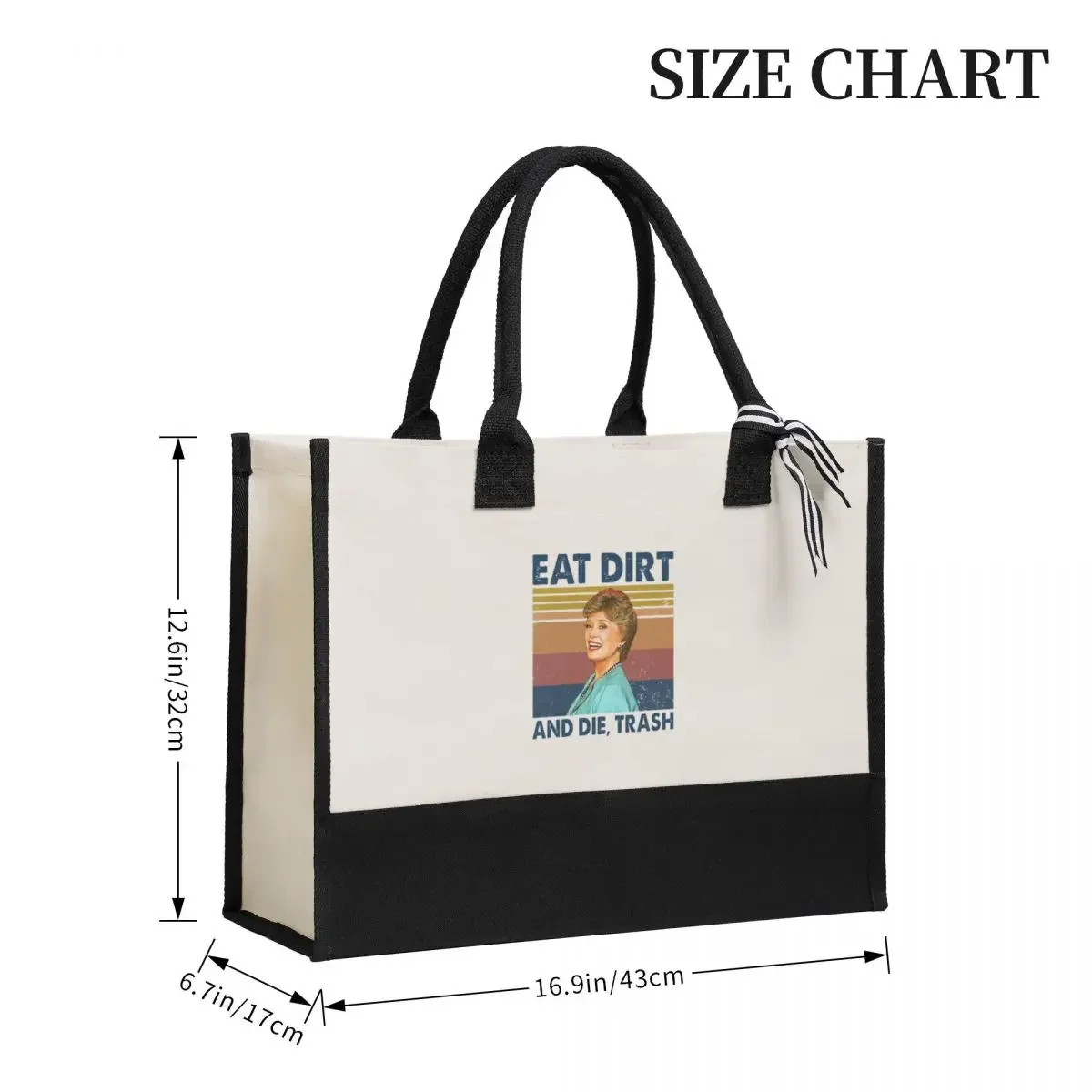 Canvas Gift Shopping Bag Eat  And Die Trash Blanche Golden Canvas Large Capacity Bag Customizable Quality Gifts