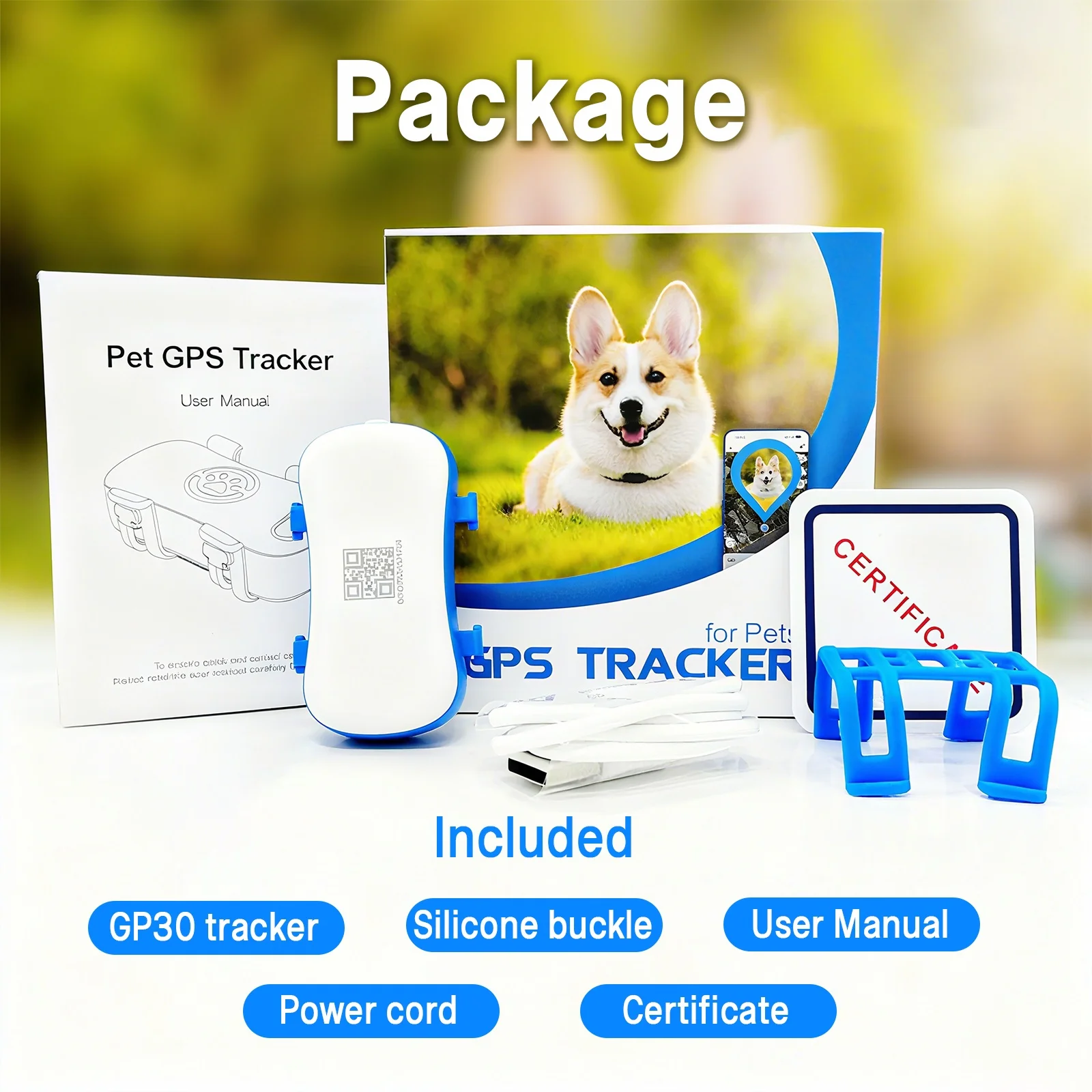 GPS Pet Tracker for Dogs Cats Real Time Tracking Unlimited Distance QR Code Anti-Lost Locator with SIM Subscription Required