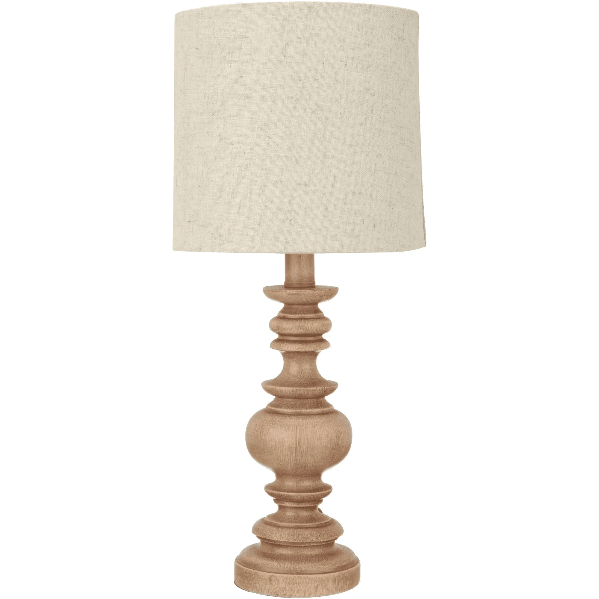 

18.5 Traditional Washed Wood Table Lamp, Linen Shade