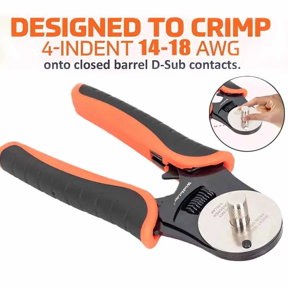 Crimping Tool 4 Way Indent Closed Barrel Crimper Connector Kit Gage 14 16 18AWG for Deutsch Solid Contacts and Crimper Tool