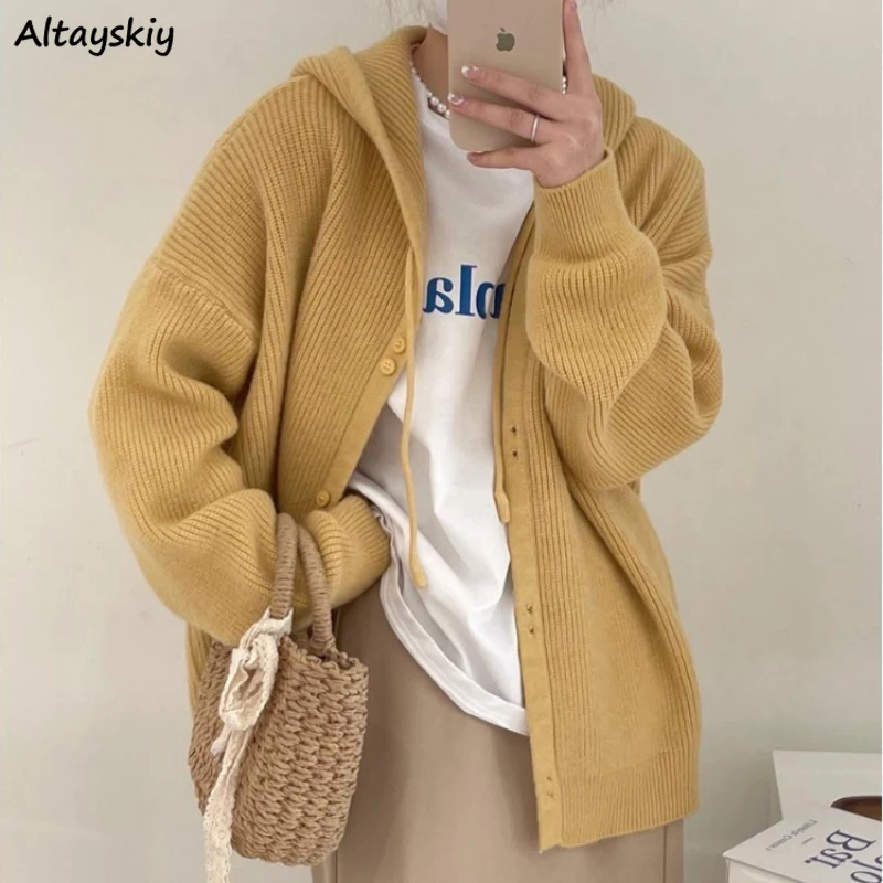 

Hooded Cardigans Women 5 Colors Harajuku Kawaii College Vintage Long Sleeve Stylish Pure Korean Style Casual Autumn Mujer Ropa