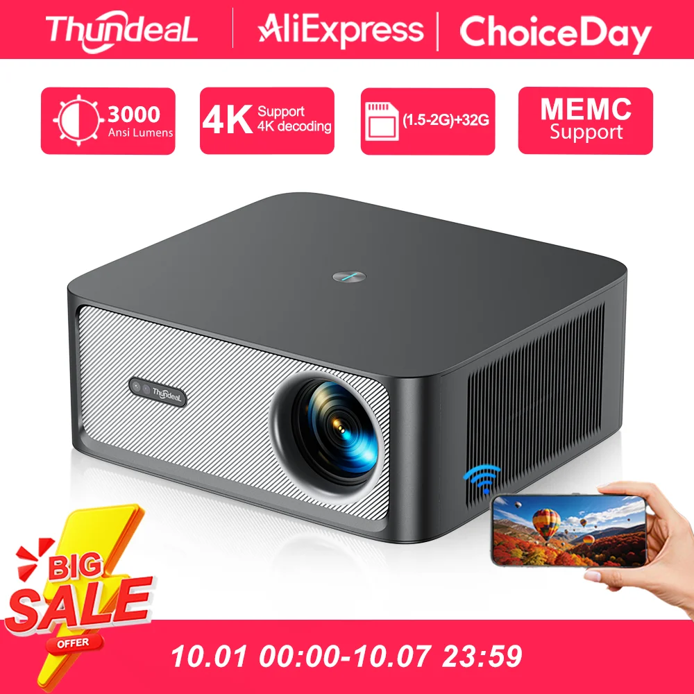 ThundeaL TD98Pro Proiettore Full HD 1080P Proiettore WiFi Android 4K Messa a fuoco automatica TD98 Pro 3D Smart Home Theater Vid