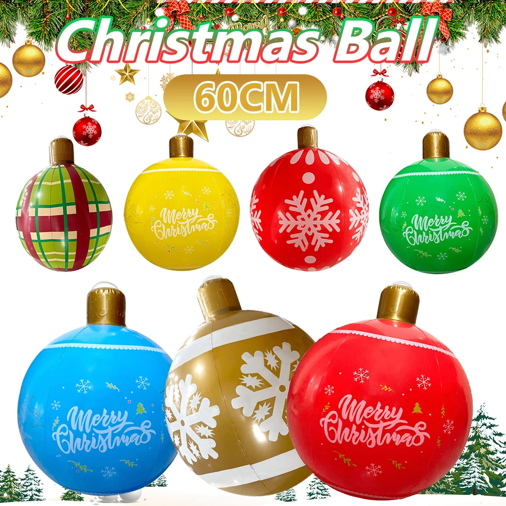 

24 Inch PVC Inflatable Christmas Ball 5/4/3/2/1PCS Outdoor Indoor Christmas Tree Decoration Ornaments Home Xmas Decorations Ball