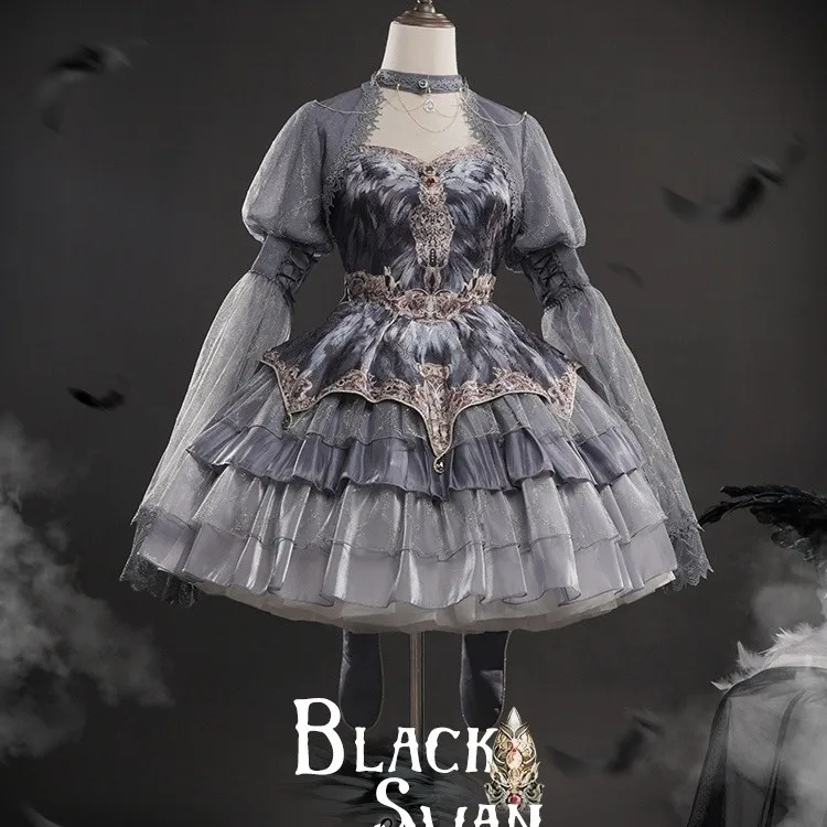 robe-lolita-a-plumes-grises-et-jupe-a-volants-multi-couches-robe-de-maison-mi-longue-sans-bretelles-pour-femmes-Ete-2024