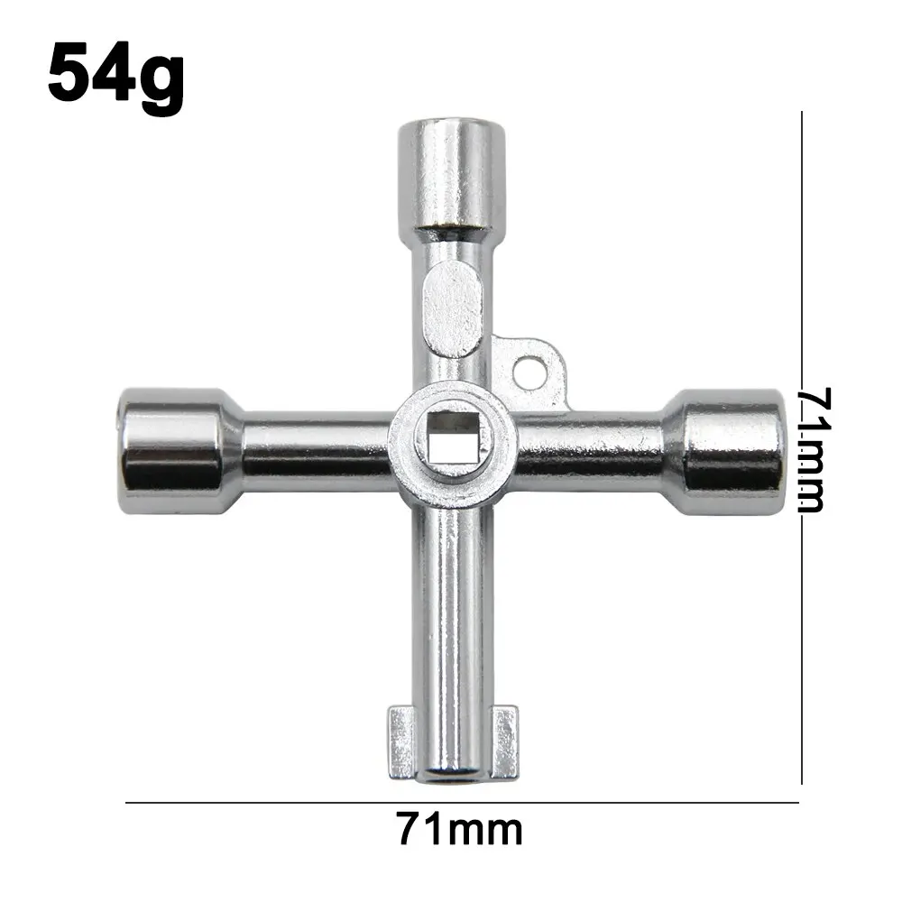 4 In 1 Multifunctional Cross Wrench Zinc Alloy Utility Key for Electric Cabinet Water Meter Valve Maintenance Tool