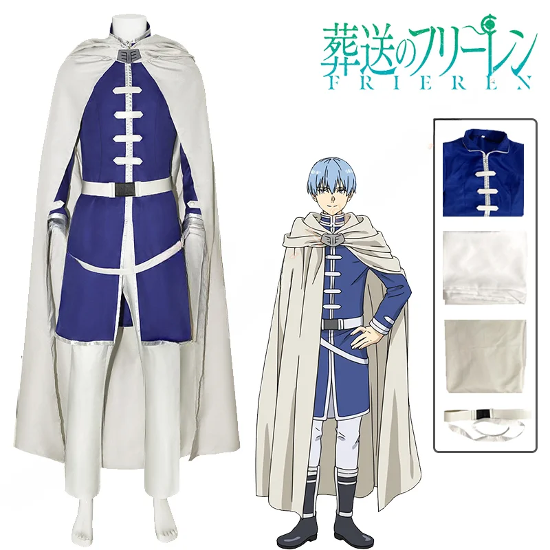 Frieren Beyond Journey's End Himmel Cosplay Costume Wig Cloak Uniform Outfit Blue Hair Halloween Party Men Women Role Play Anime