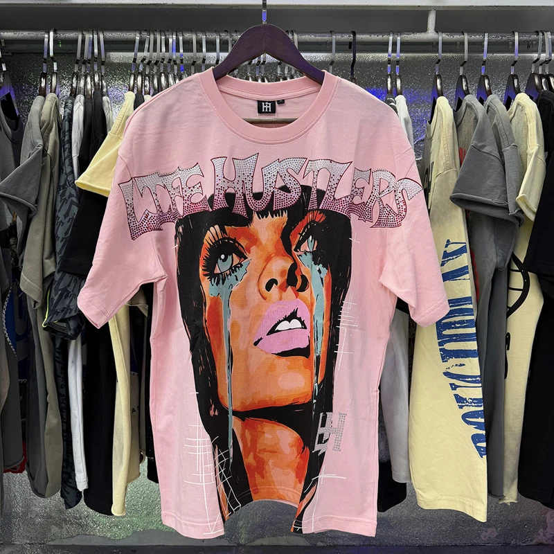 2026 Life Hustlers Series T-shirts Crying Woman High Quality Casual Round Neck Tops Hot Stamping Print Both Men Women