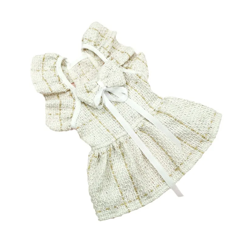 Pet Woolen Dress Bow Skirt Flower Dog Cat Clothing Cute Plaid Skirt Pet Supplies Dog Dresses for Small Dogs Puppy Clothes Skirt