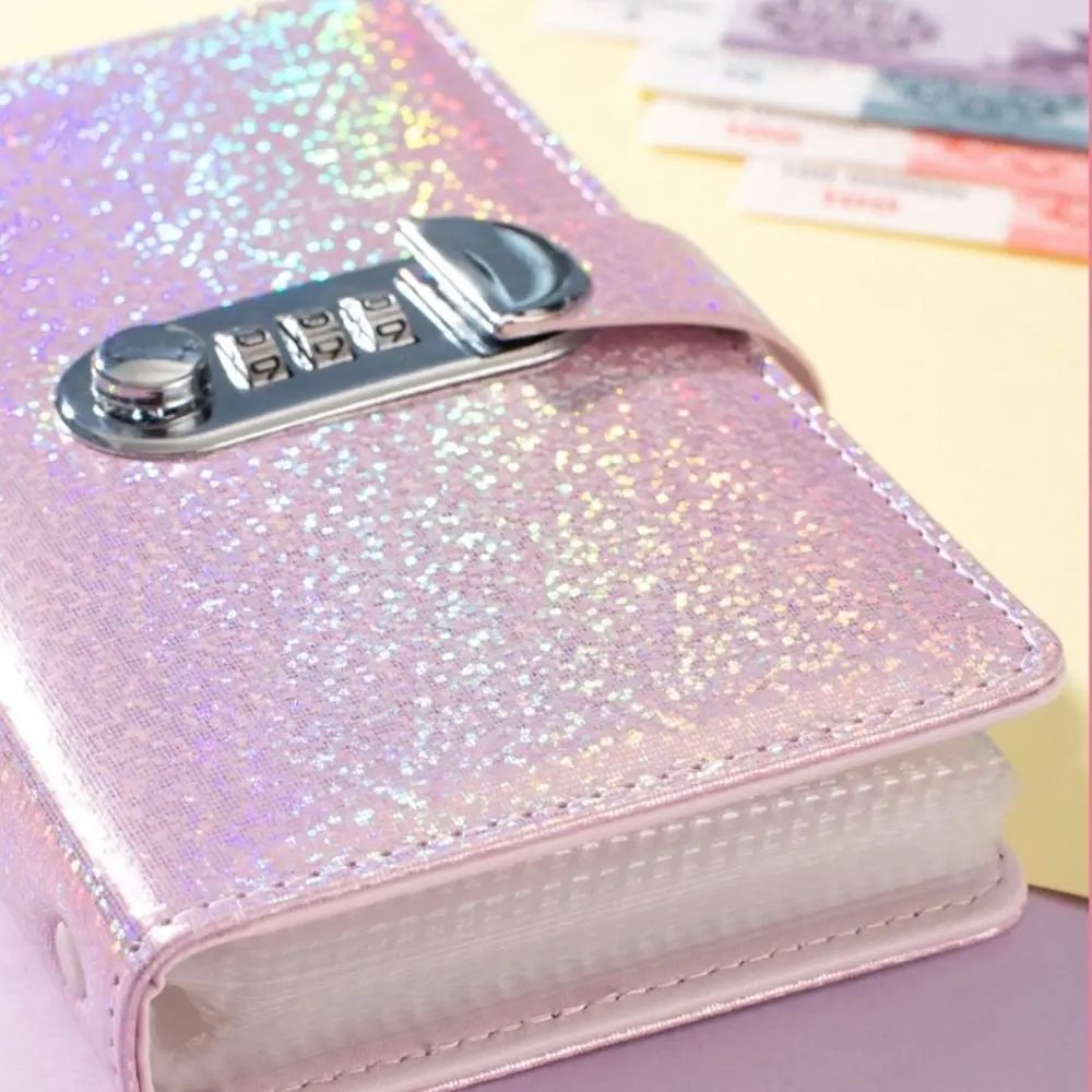 PU Leather 100 Envelope Challenge Binder Laser Cover With Password Lock Budget Saving Book Reusable Waterproof