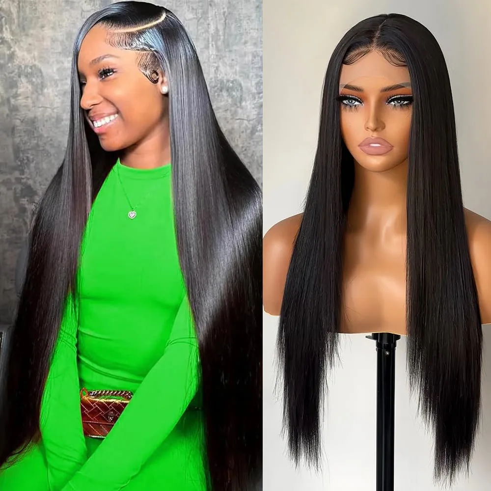 

40-дюймовые прямые парики с кружевной передней частью для чернокожих женщин, 13x6, предварительно выщипанные, с 13x4 360 HD фронтальной частью с детским волосом, из бразильских человеческих волос