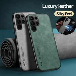 Magnetic Sheepskin Leather Case For Samsung S24 S23 S22 Ultra S21 S20 FE Plus A51 A13 A73 A52s A34 A54 A53 Soft Shockproof Cover