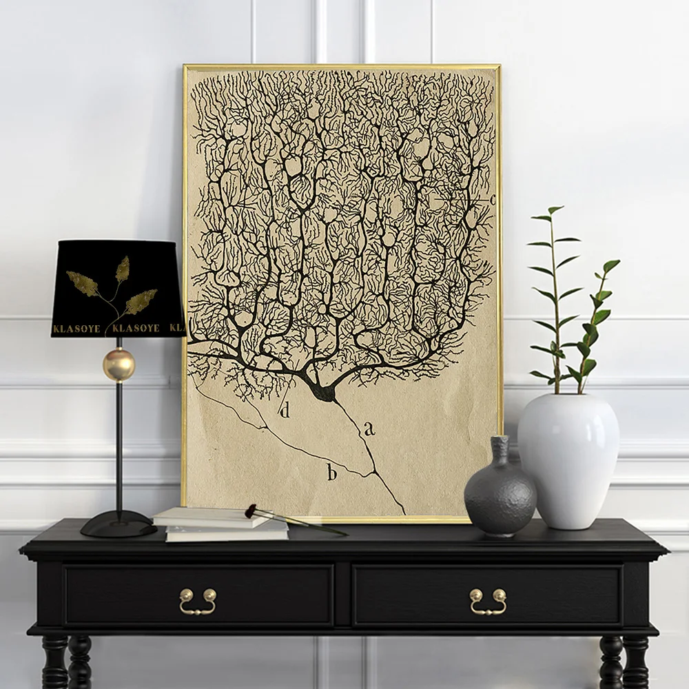 Santiago Ramon Y Cajal Vintage Poster Neuron Drawing Wall Art Print Picture Brain Anatomy Biology Canvas Painting Antique Decor