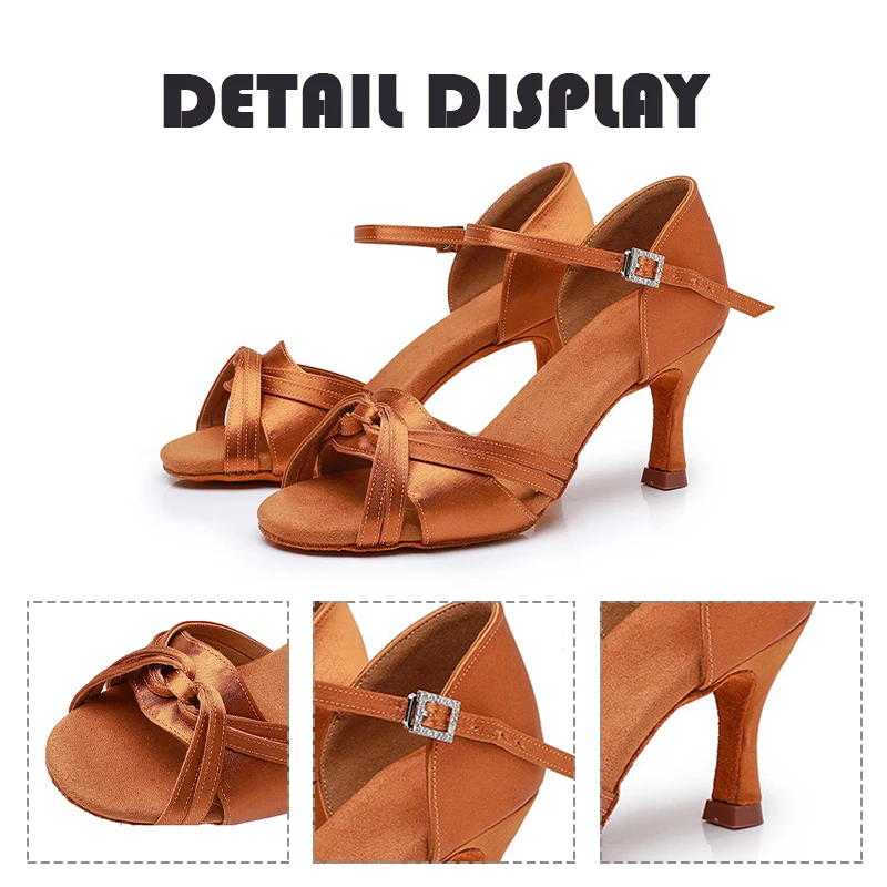 Latin Dance Shoes for Women Girls Lady's Ballroom Modern Tango Shoes for Dancing Salsa Dance Heel Practice Training Sandal