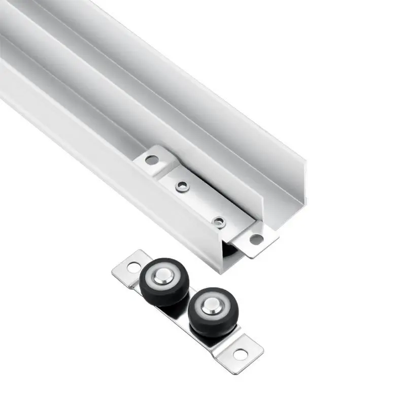 Push-pull deurspoor kledingkast dubbele sleuf bergvormige boven- en ondergeleiderails aluminium schuifdeur accessoires - afbeelding 2