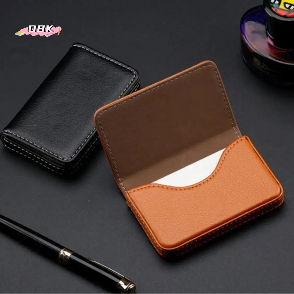 

Fashion Business Card Holder Luxury Magnetic Buckle Card Case Manager PU Leather Name Card Pocket Gift