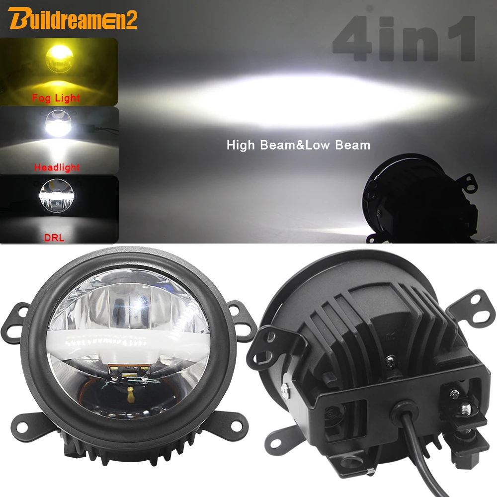 4in1 Design Car LED Headlight + Fog Light + DRL Accessories For Jeep Wrangler Jeep Grand Cherokee Dodge Journey Magnum Charger