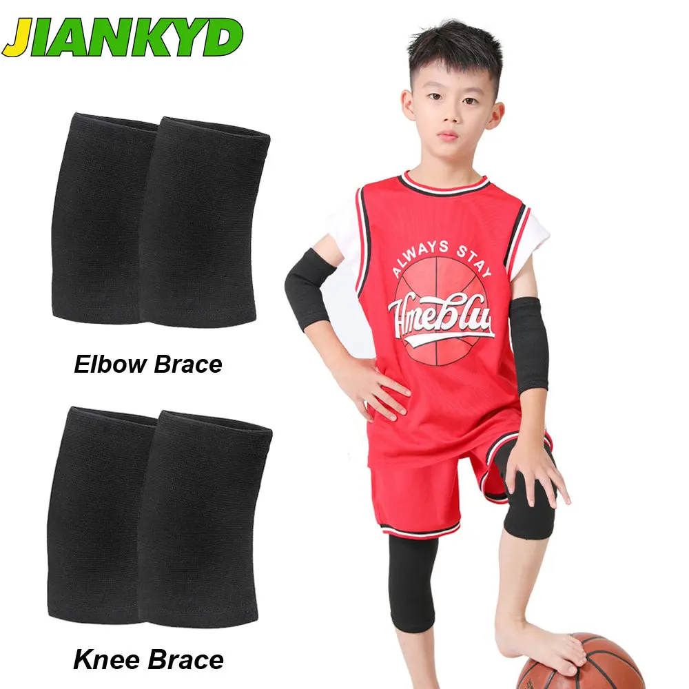 

1Pair Kids Elbow Knee Brace, Bamboo Charcoal Patella Brace Support Knee Compression Sleeves for Volleyball Basketball Sports