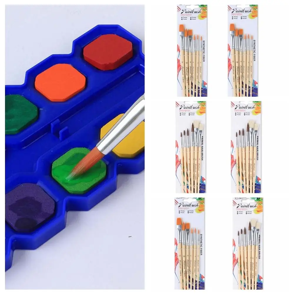 12pcs Orange Soft Fiber Paint Brush Set Plastic Lightweight Nylon Painting Pen Classical Soft Grip Hook Line Pen Student