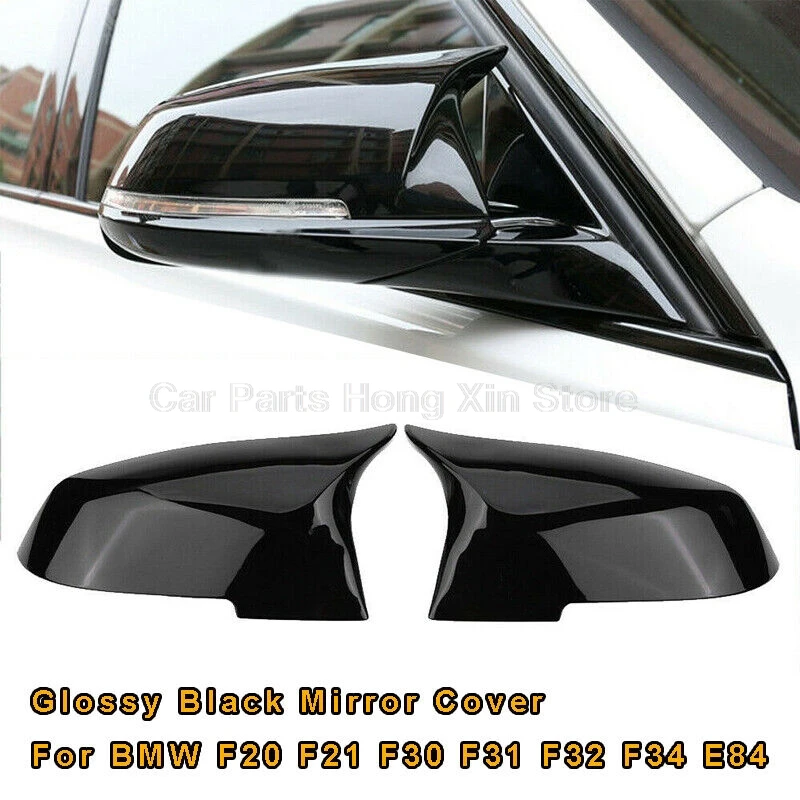 

1Pair Side Rearview Wing Mirror Cover Caps For BMW 1 2 3 4 Series F20 F30 F31 F32 F34 F36 E84 2014 -2018 ABS Gloss Black