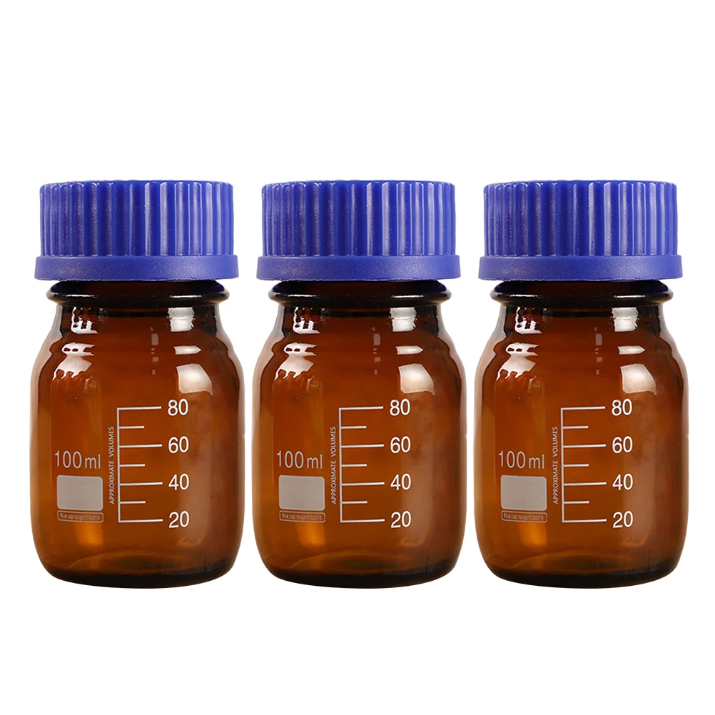 3 Pcs Water Bottle Sampling Glass Sample Small Chemical Reagent Bottles Laboratory Brown Medicine Refillable Container