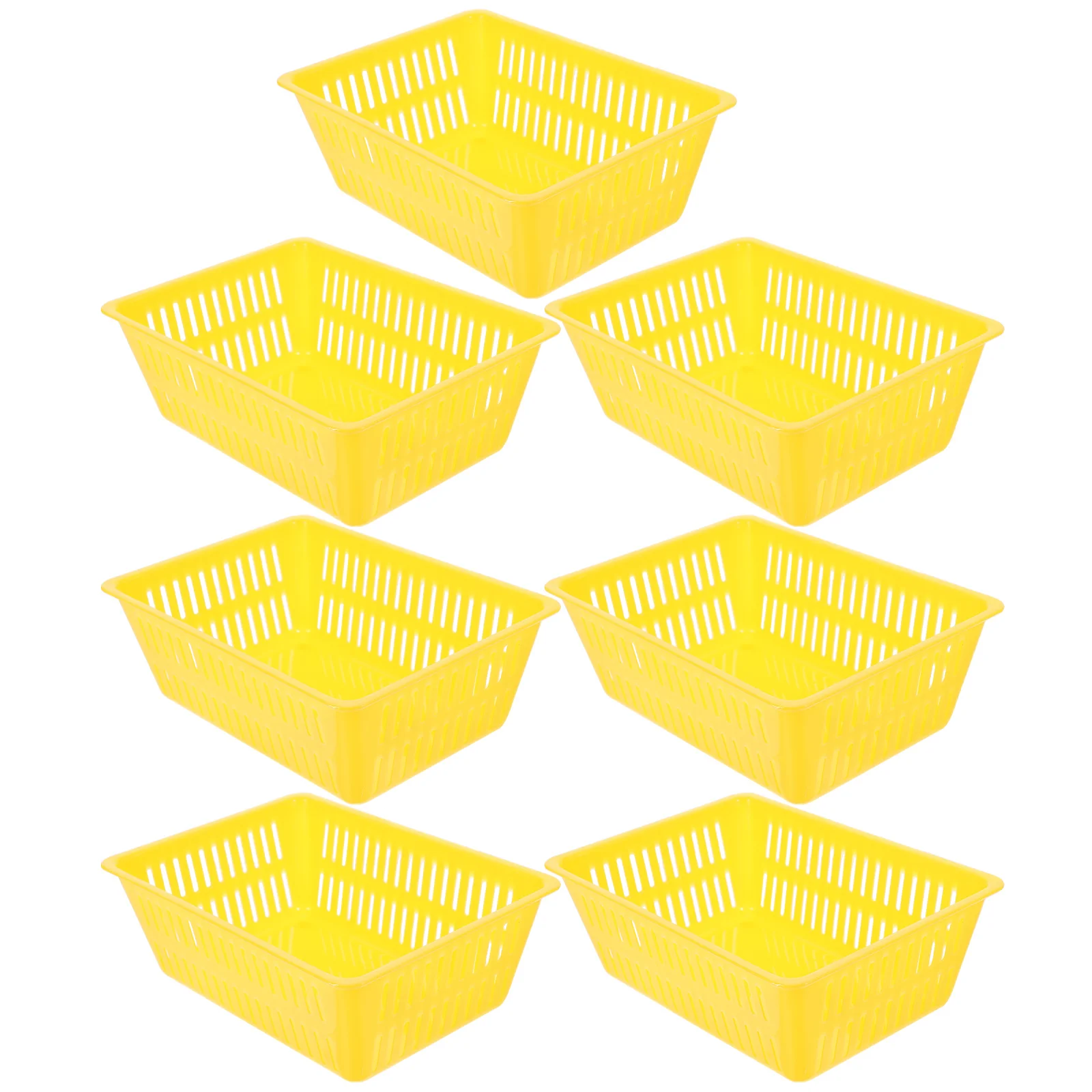 

7pcs Plastic Storage Basket Plastic Basket Large Capacity Lightweight Sundries Organizer For Home Office Desktop Red