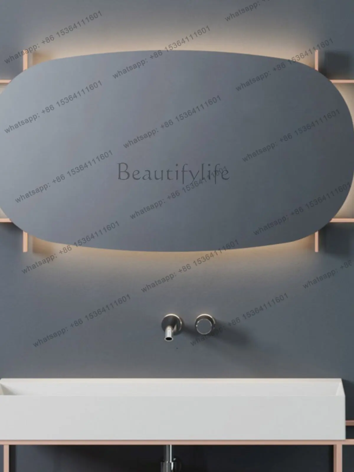European light luxury bathroom mirror smart LED light anti-fog special-shaped makeup mirror