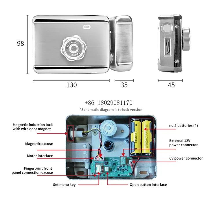 

Tuya App WiFi Finger print Fechadura Digital Smart Rim Lock TTLock Smart Rim Gate Door Lock Intelligent