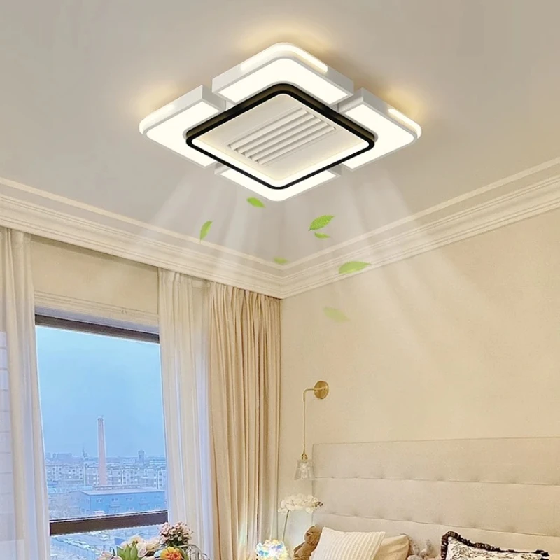 

New Ceiling Fan Bladeless with Light Living Dining Room Cold Warm Mode LED Vaneless Ceiling Fan Lamp with Remote Control Bedroom