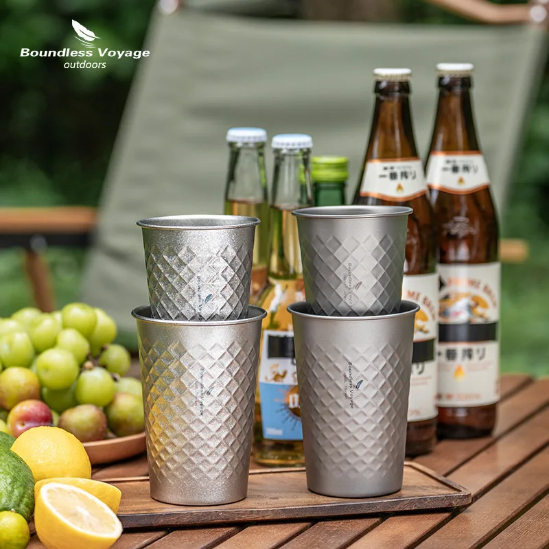 كوب ماء بطبقة واحدة من التيتانيوم النقي، كوب بيرة قهوة محمول للتخييم في الهواء الطلق، A1571 #4