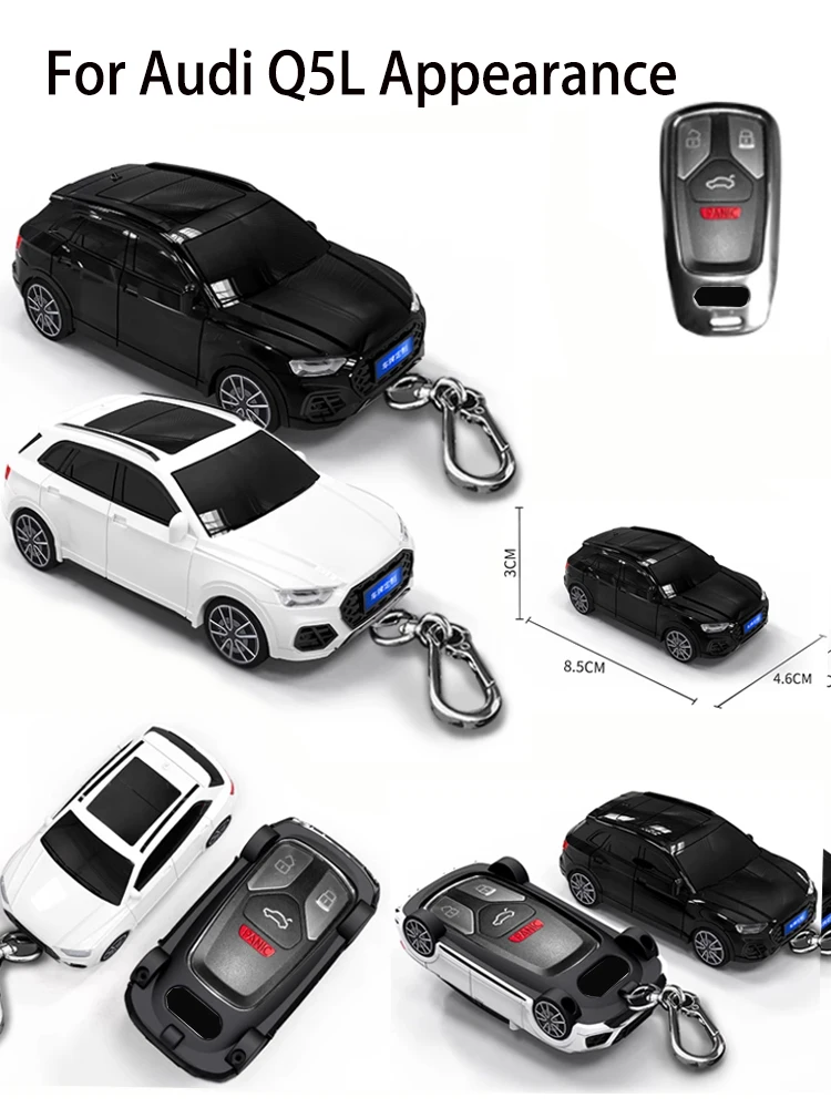 Car Models with Light Key Case for Audi Q3 A3 A6l A4l Q8 A5 A6 S4 S5 TT 3 4 Button Smart Car Key Case Cover Keychain Accessories