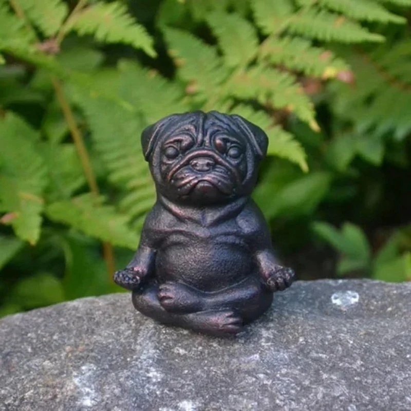 Meditation Dog Statue, Yoga French Bulldog Statue, Realistic Resin Pug Sculpture Home Decor, Gift For Pug Lovers