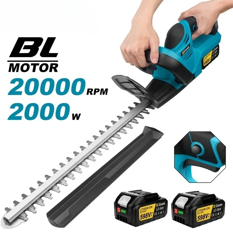 

20000RPM Brushless Electric Hedge Trimmer Efficient 2000W Cordless Garden Shrub Pruning Power Tools Makita 18V Battery