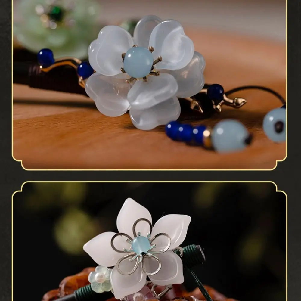Retro Hair Clips Ancient Style Chinese Hair Stick Wooden with Tassel Hanfu Hair Bun Handmade Hairpin Chopstick for Hanfu Party