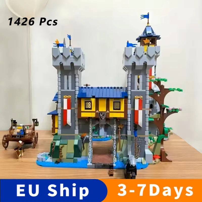 1426 Piezas de Bloques de Construcción de Modelo de Castillo, Decoración para el Hogar, Juguetes de Ensamblaje, Regalo de Cumpleaños y Navidad para Niños, Compatible con 31120