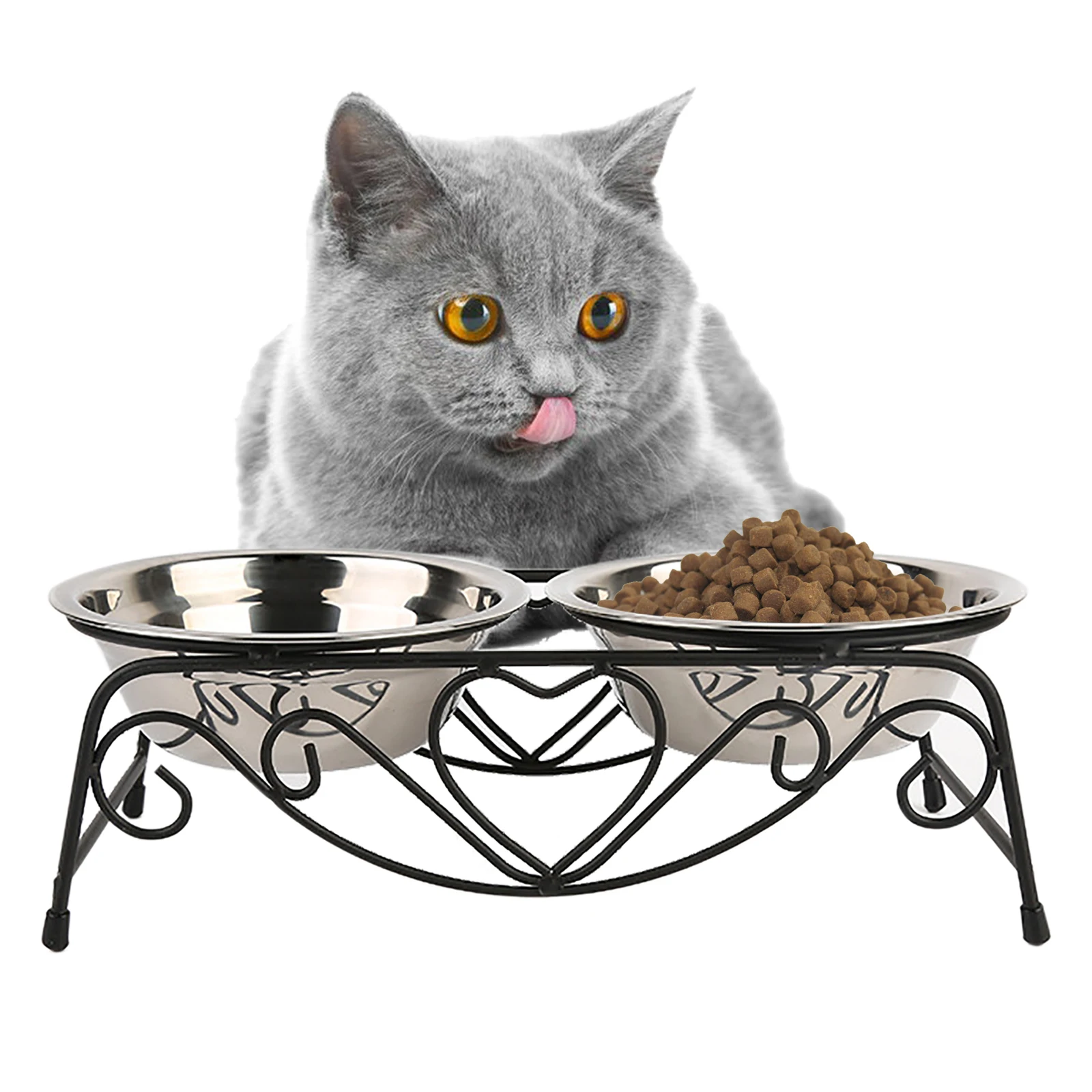 

Feeding Bowl Cat Raised Feeding Bowl Double Feeding Bowl with Raised Stand Pet Feeding Bowl Ideal for Cats and Small Dogs