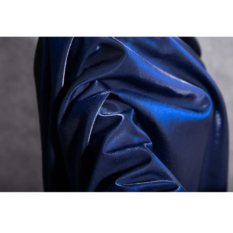 Royal Blue Gradient Thickening Bright Silk Down Jacket Cotton-padded Jacket Fabric Glitter Cotton Windbreaker Jacket Coat