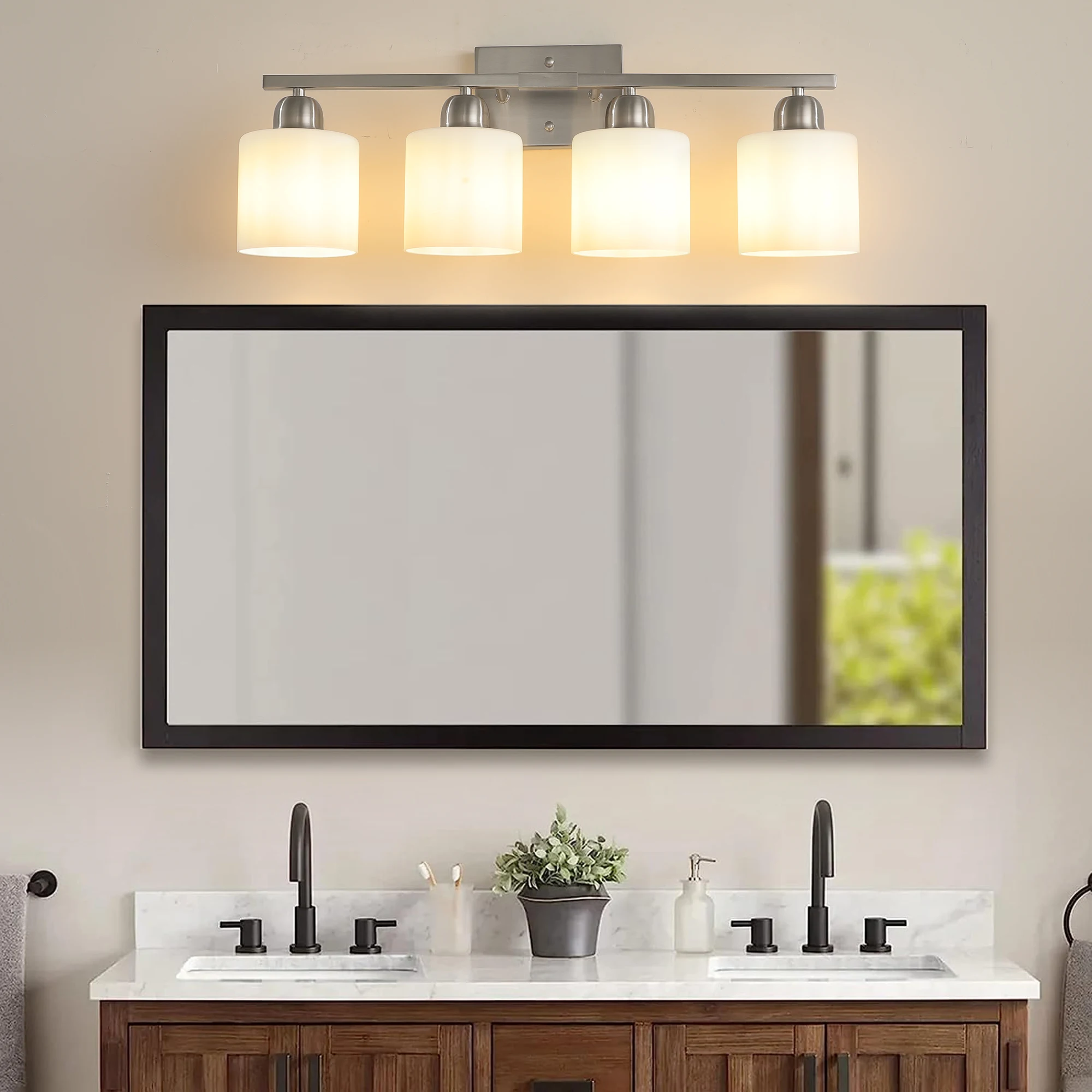 L001029-W4B/C/G Frosted Glass Lampshade Mirror Front Light, Rust-Proof and Waterproof, Suitable for Bathroom Vanity, Power Supply Hardwired, Compatible with E26 Light Source, North American Ul Certified, Minimalist Style