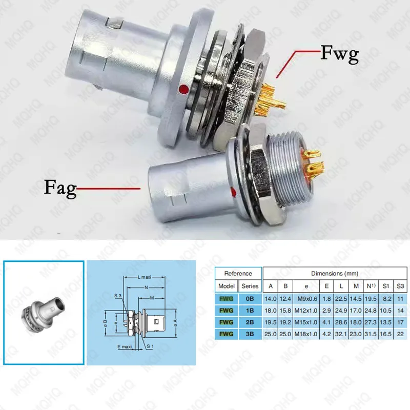 FWG Connector B Series FWG.0B.303.CLA Circular Push Pull Connectors Locking Aerospace Flight Jet Inserts Connect