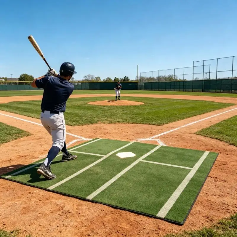 31BE Double Purpose Baseball Practice Mat Having Alignment Guides And Support Layer