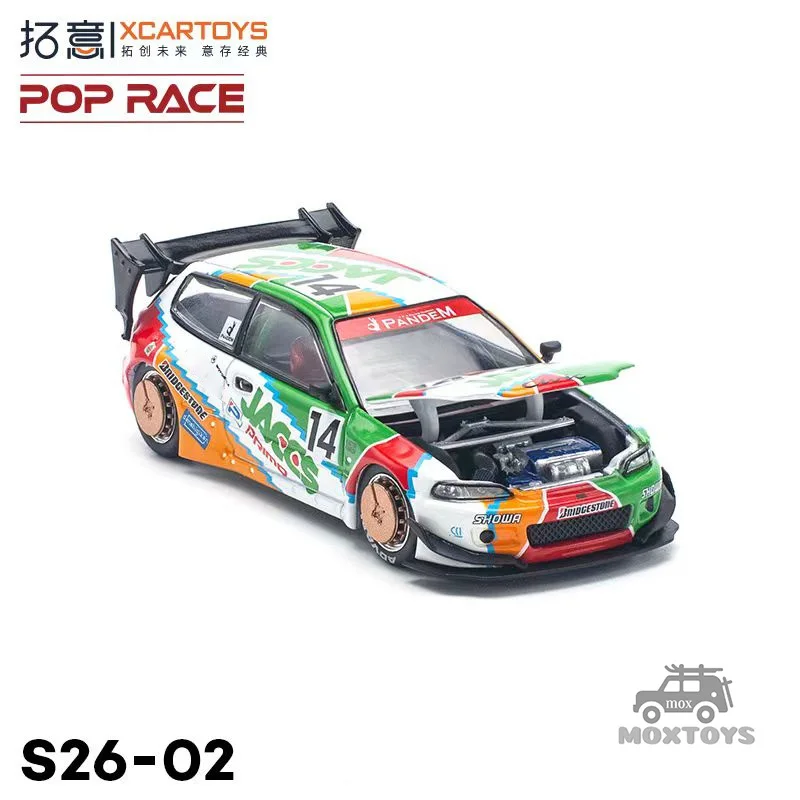 Xcartoys x POP RACE 1:64 Civic EG6 PANDEM JACCS Diecast Model Car